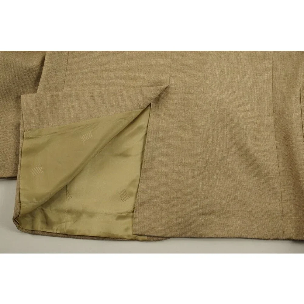 Lanvin Men's 40R Light Brown Woven Wool‎ Notch Lapel Two Metal Button Sport Coat